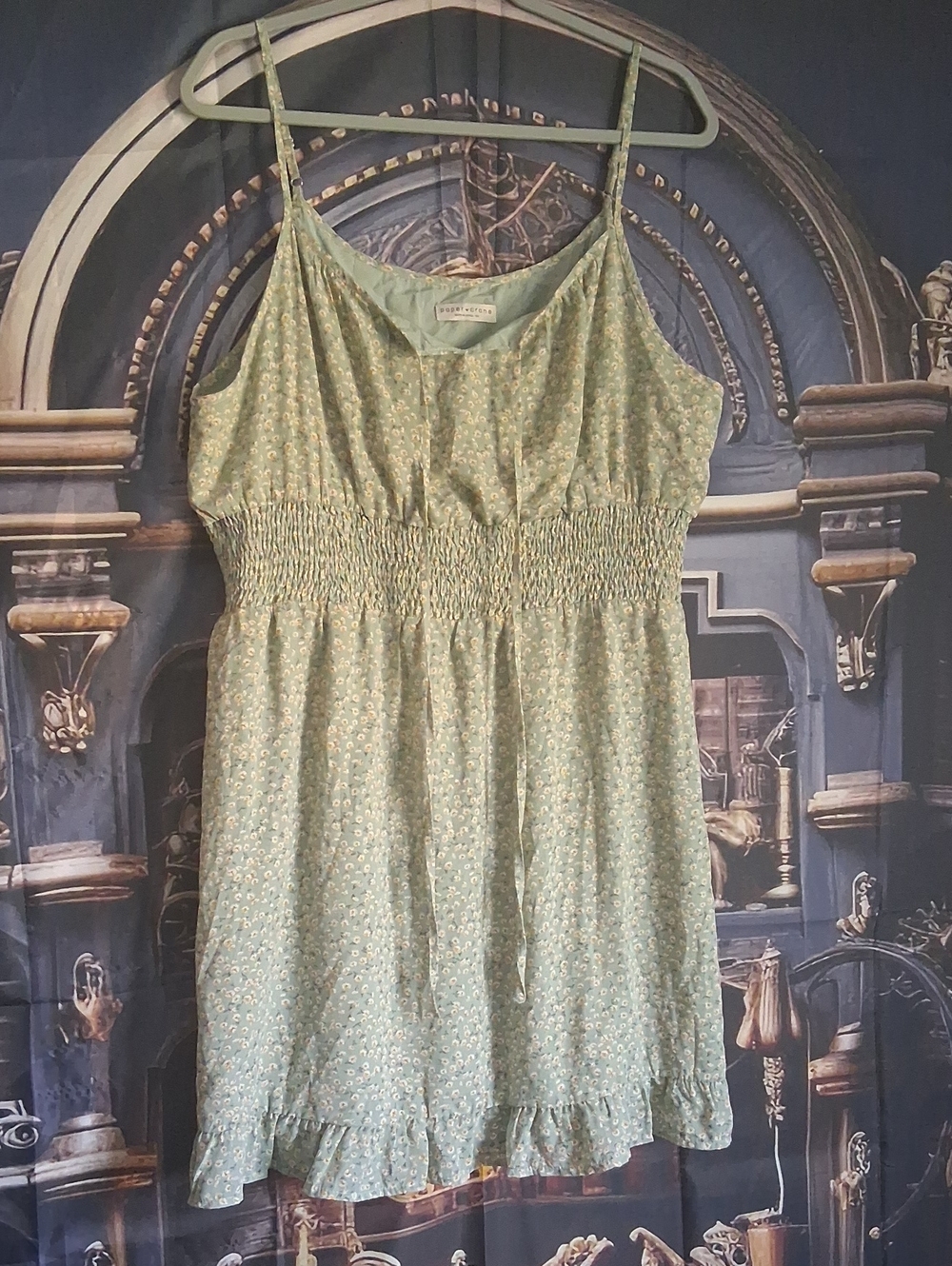 Light Green Floral Smocked Waist Cami Dress - 3x Paper & Crane